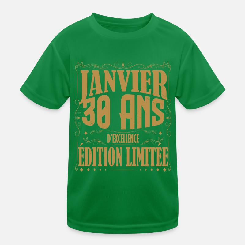 Janvier 30 ans. Cadeau 30 ans janvier anniversaire T-shirt sport Enfant