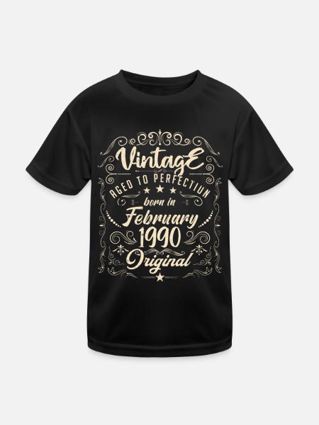 Vintage Né(e) en Février 1990 anniversaire février - T-shirt sport Enfant - noir - Devant