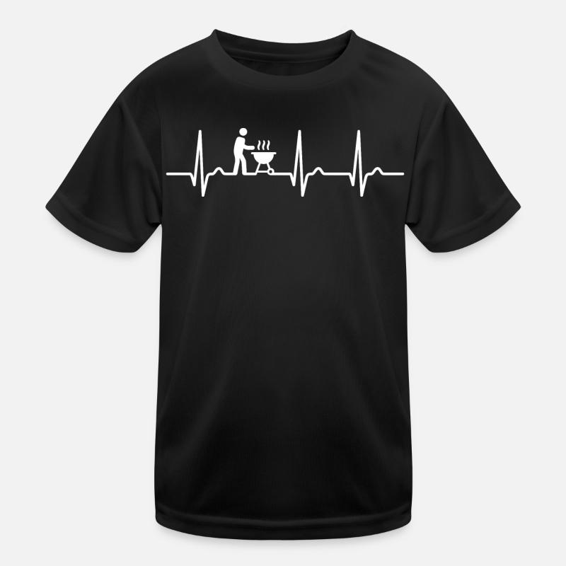 ECG curve - heart curve - pulse - grilling Kids Functional T-Shirt
