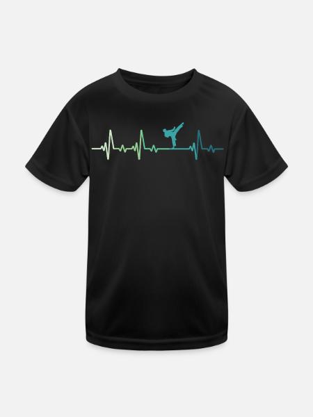 Taekwondo Taekwondo Herzschlag - Kinder Funktions-T-Shirt - Schwarz - Vorne