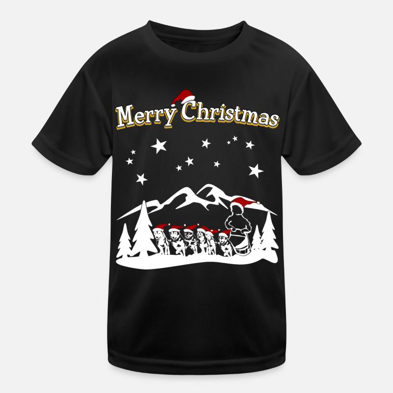 Husky Merry Christmas Kids Functional T-Shirt