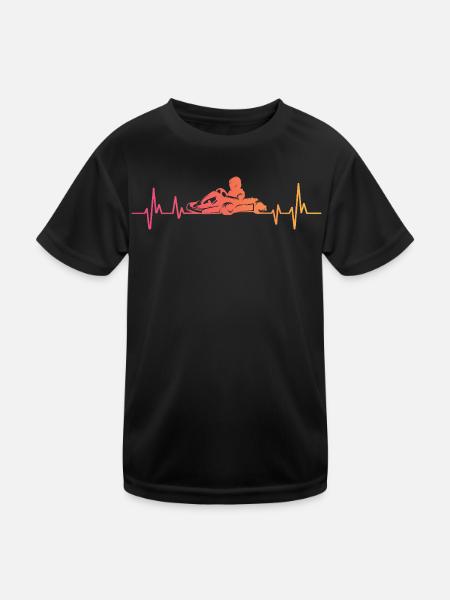 Sunset kart kart racing heartbeat - Kids Functional T-Shirt - black - Front