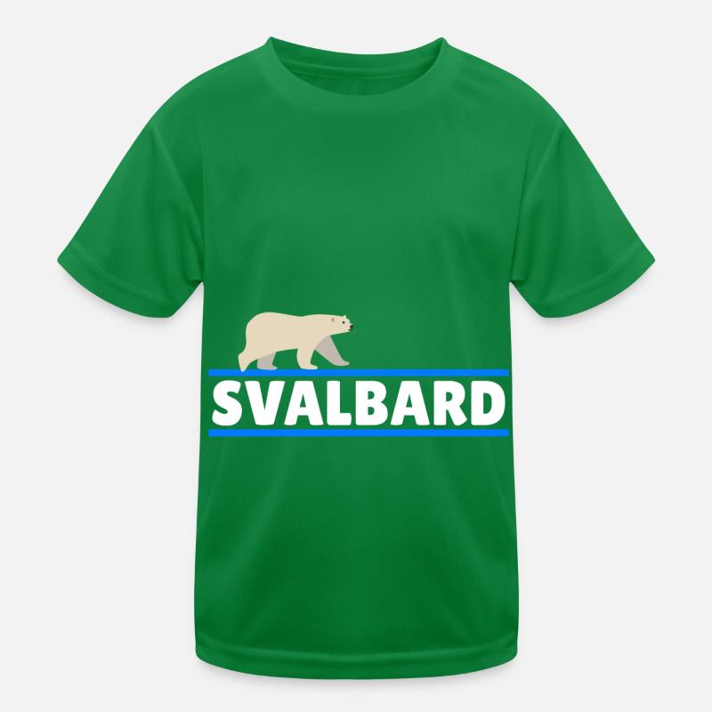 Svalbard Norwegen Berge Eisbären Polarlichter Eis Kinder Funktions-T-Shirt