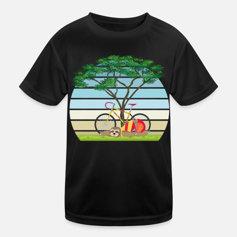 Faultier mit Fahrrad schläft nach Fahrt unter Baum Kinder Funktions-T-Shirt