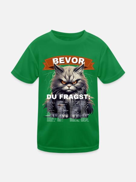 Witziges Bevor du fragst nein grimmige Katze - Kinder Funktions-T-Shirt - Kelly Green - Vorne
