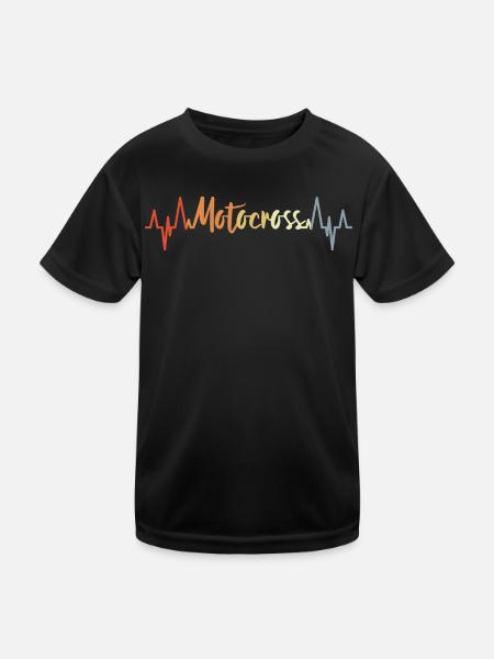 Motocross Kardiogramm Vintage - Kinder Funktions-T-Shirt - Schwarz - Vorne
