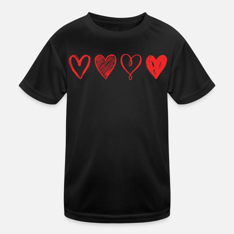 Skizzierte Rote Herzen – Minimalistisches Design Kinder Funktions-T-Shirt