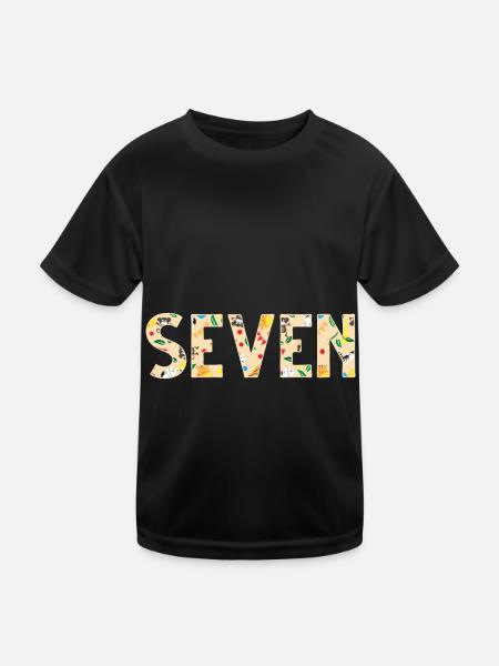 Jungle Birthday Children Zoo Animal 7 years old - Kids Functional T-Shirt - black - Front
