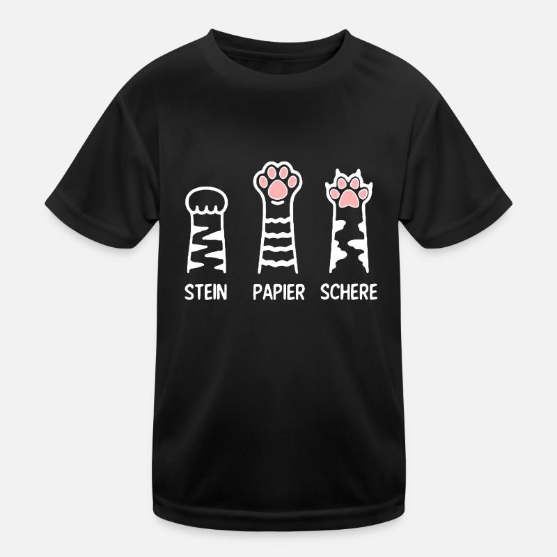 Stein Papier Schere Katze Pfote Spiel Katzenpfoten Kinder Funktions-T-Shirt
