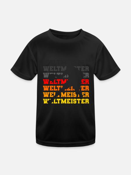 Deutschland Basketball Weltmeister 2023 Fan Shirt - Kinder Funktions-T-Shirt - Schwarz - Vorne