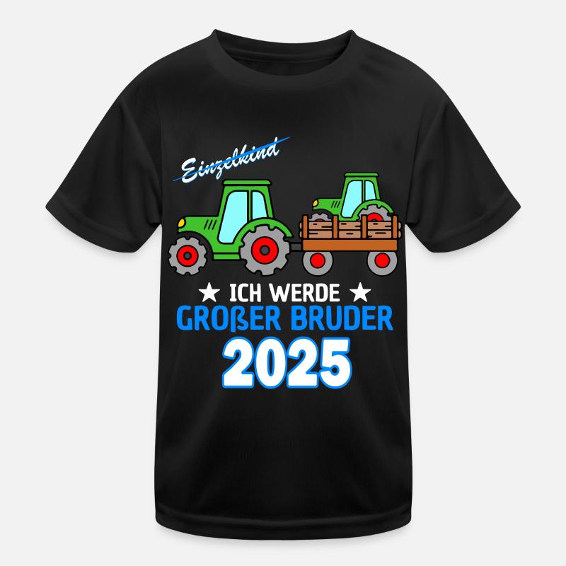Ich Werde Großer Bruder 2025 - Geburt Sohn Traktor Kinder Funktions-T-Shirt
