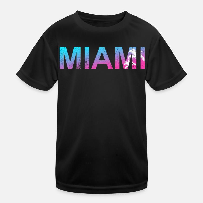 Miami Neon Palmen Sunset Kinder Funktions-T-Shirt