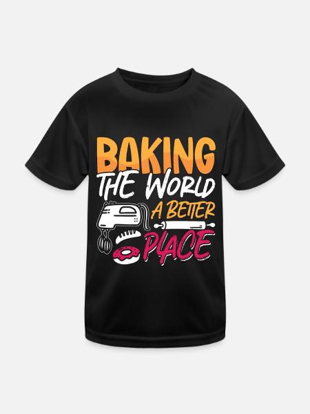 Baker Baking The World A Better Place Bakery Cake - Kids Functional T-Shirt - black - Front