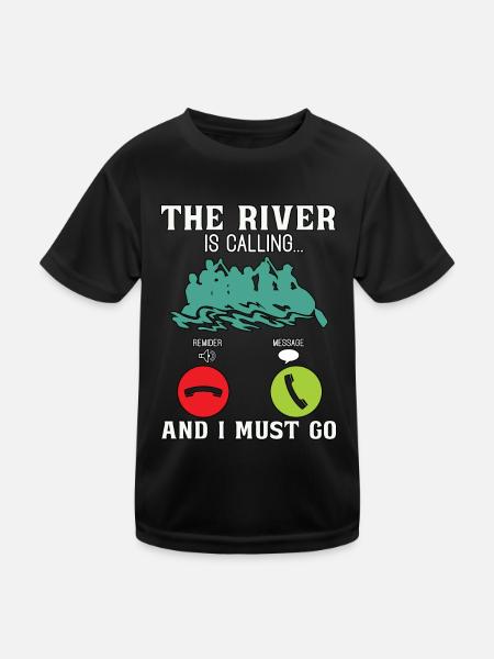 Rafting La rivière appelle Pagayer Canoë Paddle - T-shirt sport Enfant - noir - Devant