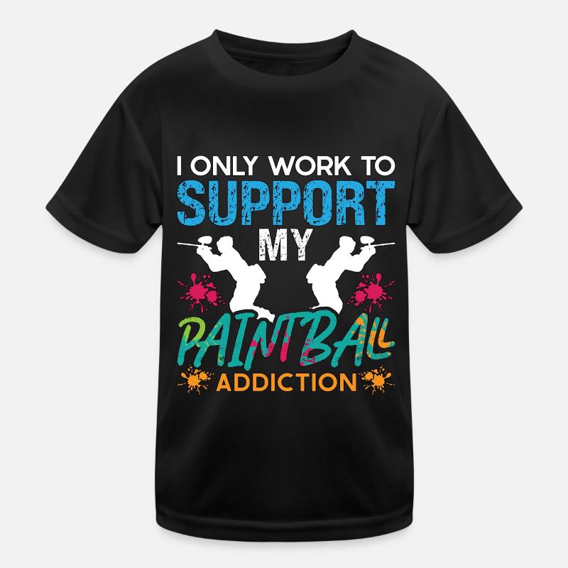 Paintball I Only Work To Splatter Paintball Player Kids Functional T-Shirt