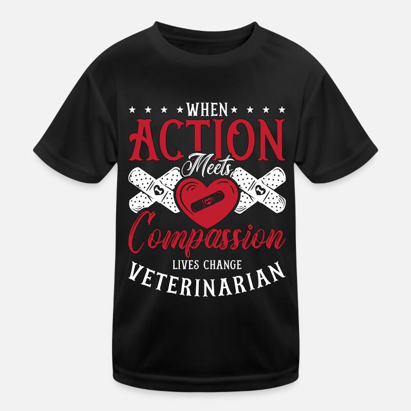 Veterinary When Action Meets Vet Tech Veterinarian Kids Functional T-Shirt