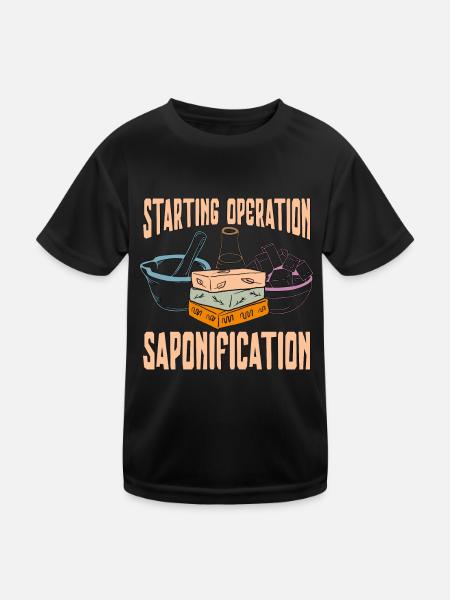 Fabrication du savon Démarrage de l’opération Savon fait maison - T-shirt sport Enfant - noir - Devant