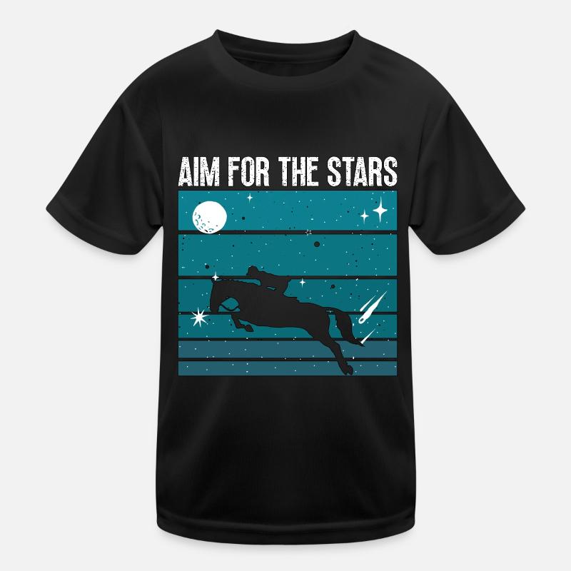 Saut d’obstacles Visez pour les étoiles Chevaux Saut d’obstacles T-shirt sport Enfant