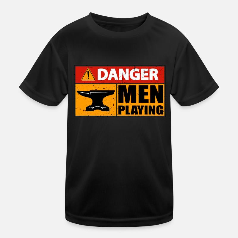 Forging Danger Men Playing Metalworker Blacksmiths Kinder Funktions-T-Shirt