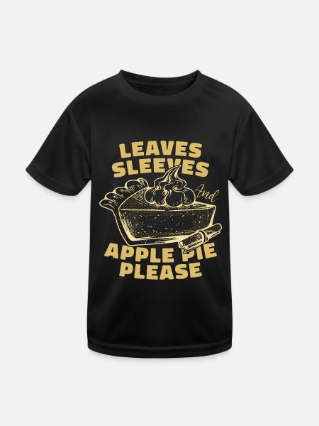 Apple Pie Leaves Sleeves And Apple Tree Pastries - Kids Functional T-Shirt - black - Front