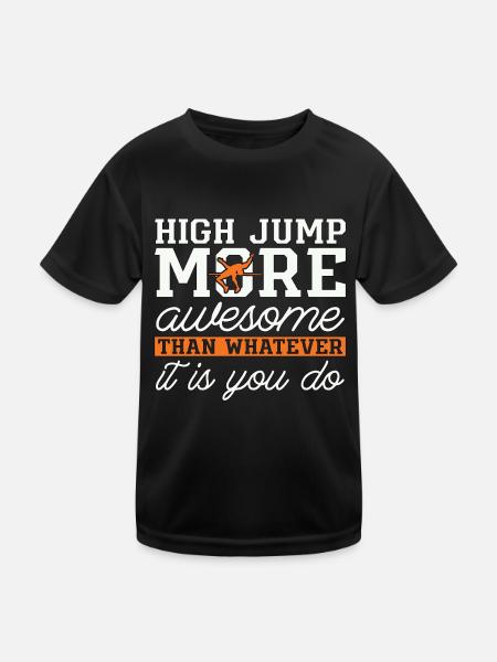 High Jump More Awesome Than Running Athletics - Kinder Funktions-T-Shirt - Schwarz - Vorne