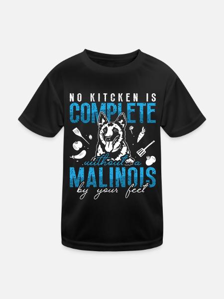 Belgian Malinois No Kitchen Is Complete Police Dog - Kinder Funktions-T-Shirt - Schwarz - Vorne