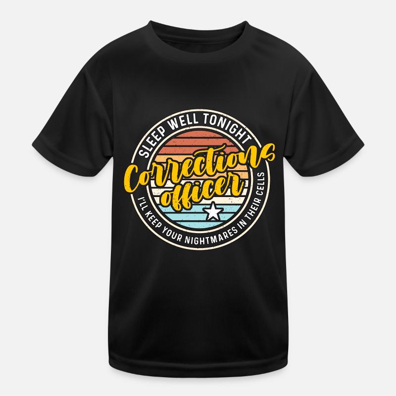 Corrections Officer Sleep Well Tonight Thin Silver Kids Functional T-Shirt