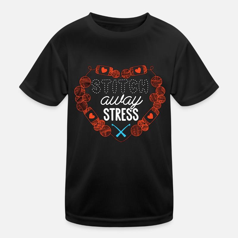 Crocheting Stitch Away Stress Crafting Needlework Kids Functional T-Shirt