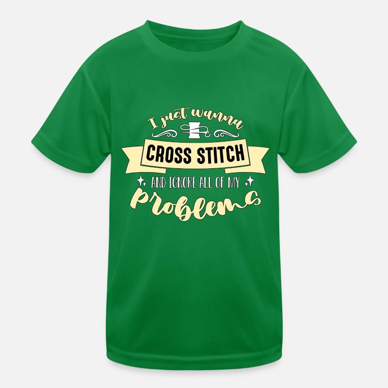 Point de croix Je veux juste point de croix point d’aiguille T-shirt sport Enfant