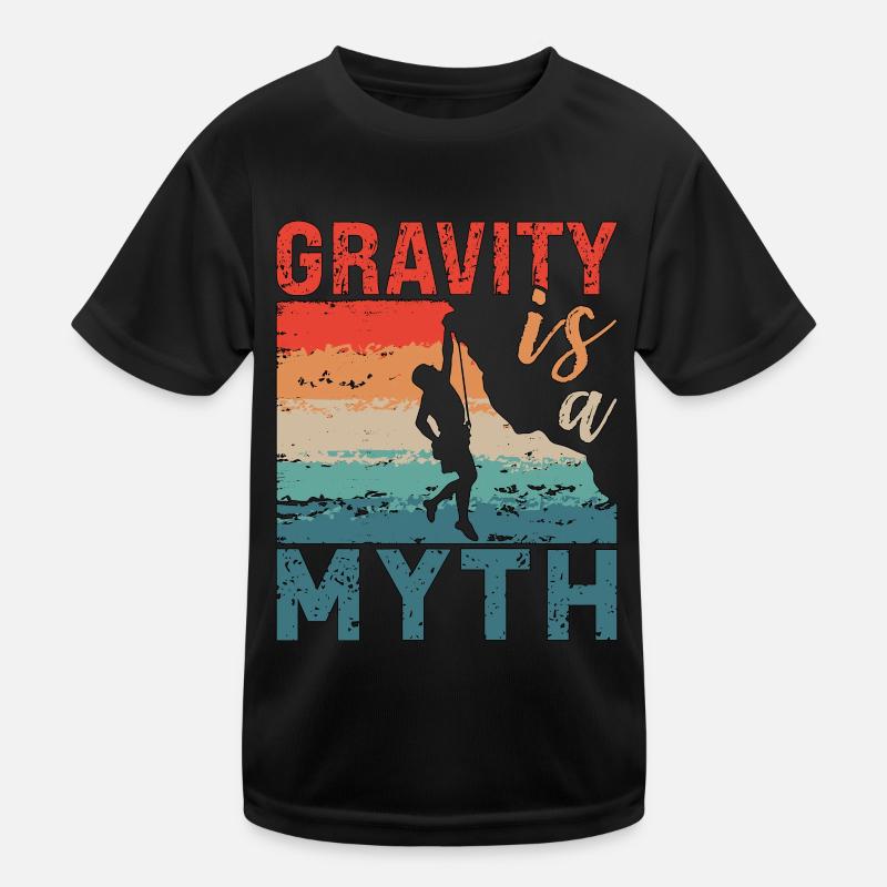 Indoor Climbing Gravity Is A Myth Retro Bouldering Kids Functional T-Shirt