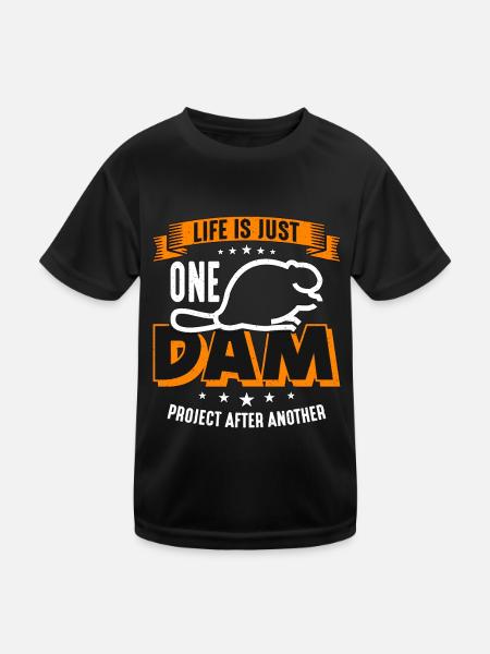 La vie du barrage Beaver n’est qu’un projet de barrage Rongeurs - T-shirt sport Enfant - noir - Devant