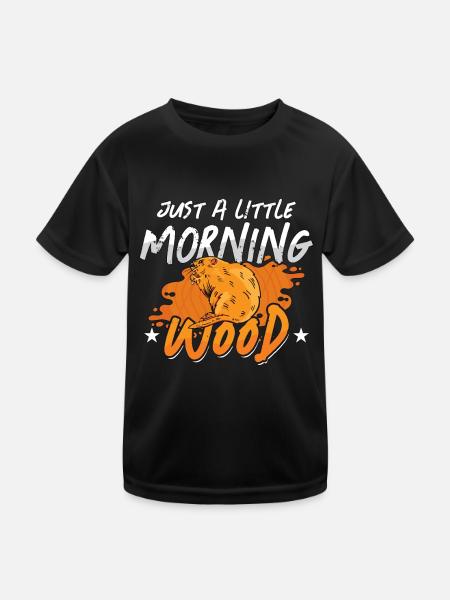 Beaver Dam Just A Little Morning Wood Zoo Animals - Kinder Funktions-T-Shirt - Schwarz - Vorne