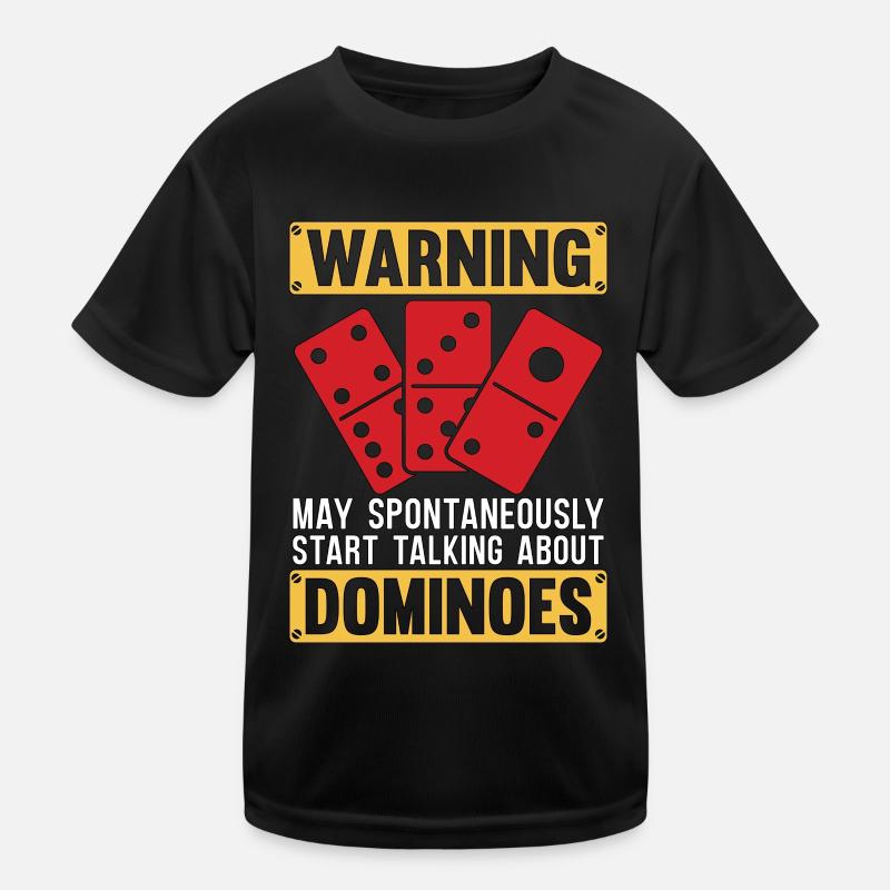 Dominoes Warning May Spontaneously Start Gambling Kinder Funktions-T-Shirt