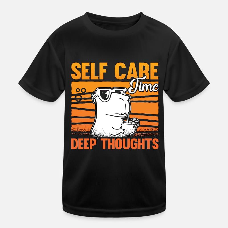 Capybara Self Care Time Deep Thoughts Large Rodent Kinder Funktions-T-Shirt
