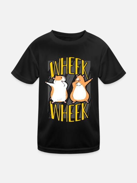 Guinea Pig Wheek Wheek Loves Hamster Animal Lover - Kids Functional T-Shirt - black - Front