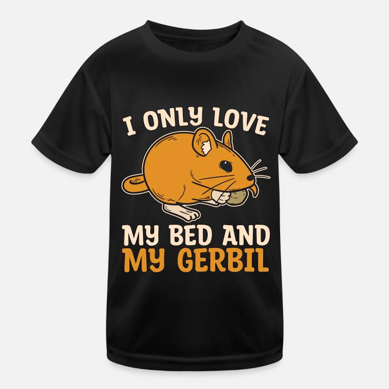 Gerbille Je n’aime que mon lit et mon rat de course de gerbille - T-shirt sport Enfant - noir