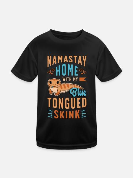 Skinks Namastay Home With My Exotic Animals Lover - Kinder Funktions-T-Shirt - Schwarz - Vorne