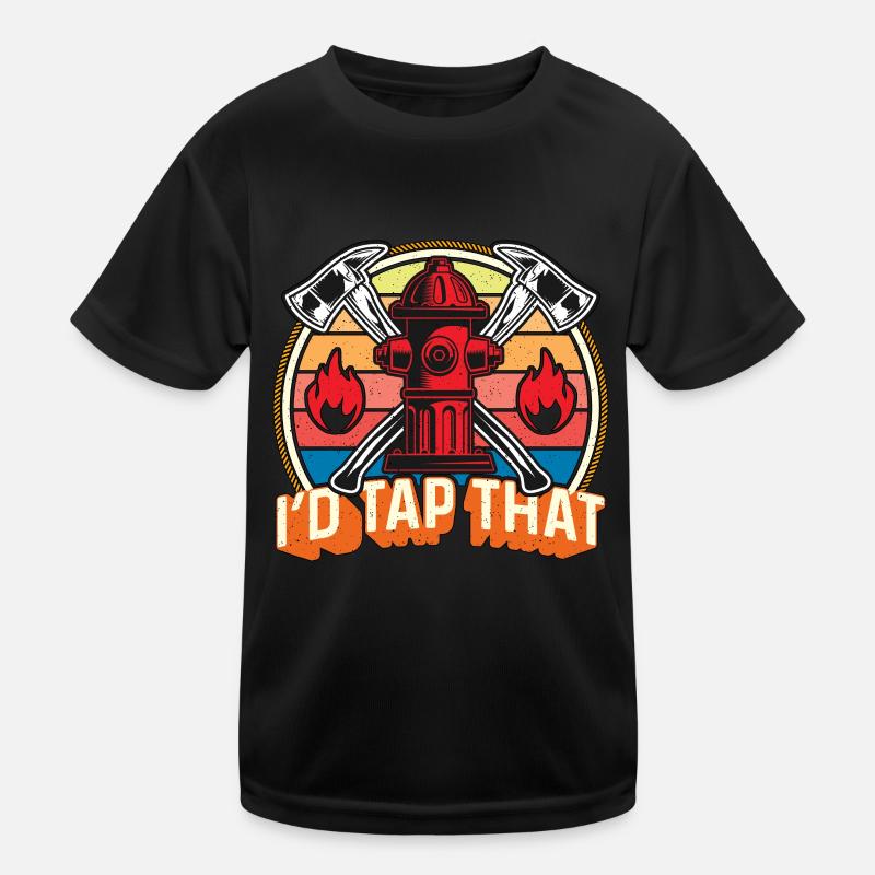 Chief Firefighter I'd Tap That Retro Fire Service Kids Functional T-Shirt