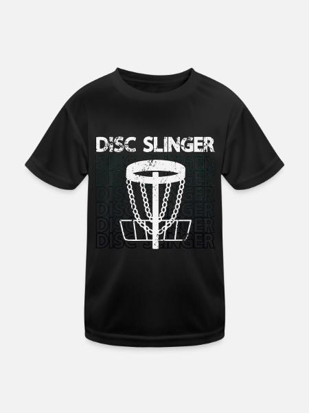 Flying Disc Slinger Frisbee Player Disc Golfing - T-shirt sport Enfant - noir - Devant