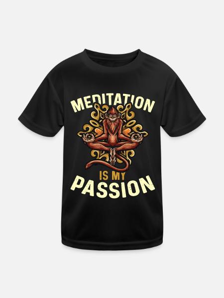 Meditation Is My Passion Relaxation Monkey Lover - Kids Functional T-Shirt - black - Front