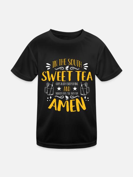 Sweet Tea In The South Sweet Tea Goes Bubble Tea - Kinder Funktions-T-Shirt - Schwarz - Vorne