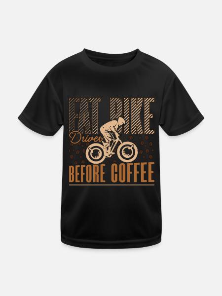 Fat Bike Driver Before Two-Wheeler Coffee Lover - Kids Functional T-Shirt - black - Front