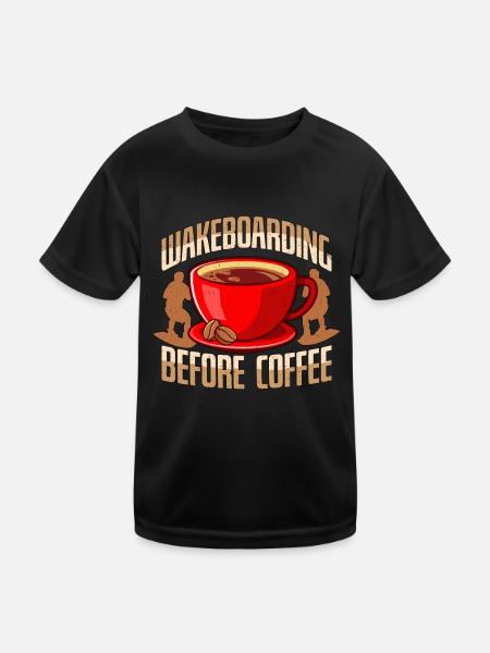 Wakeboard avant le café Wakeboard Coffee Lover - T-shirt sport Enfant - noir - Devant