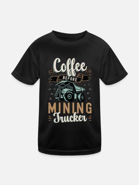 Café de camionneur minier avant l’amateur de café de mineur - T-shirt sport Enfant - noir - Devant