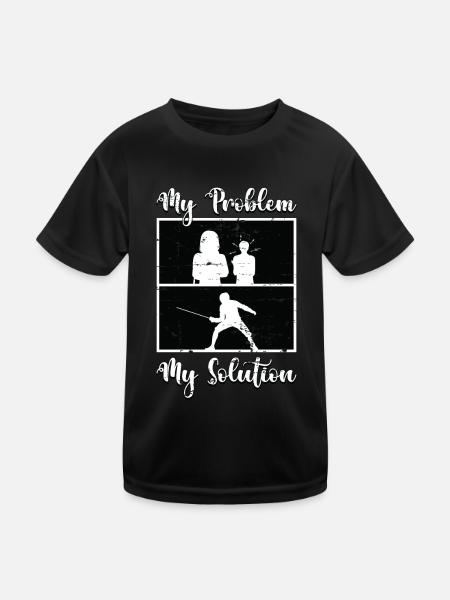 Fencer My Problem My Solution Pictogram Mom Dad - Kinder Funktions-T-Shirt - Schwarz - Vorne