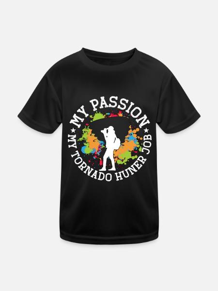 Tornado Hunter My Passion My Tornado Storm Chasing - Kinder Funktions-T-Shirt - Schwarz - Vorne
