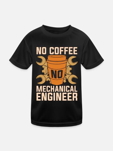 Mechanical Engineer No Coffee Auto Mechanic Coffee - Kids Functional T-Shirt - black - Front