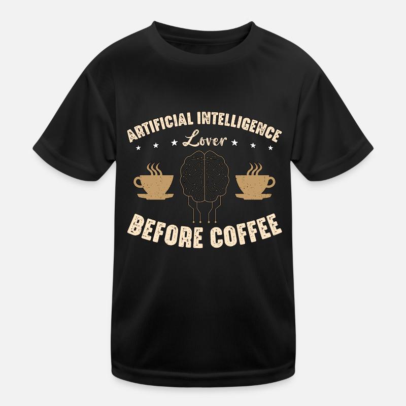 Amoureux de l’intelligence artificielle avant le café des robots T-shirt sport Enfant