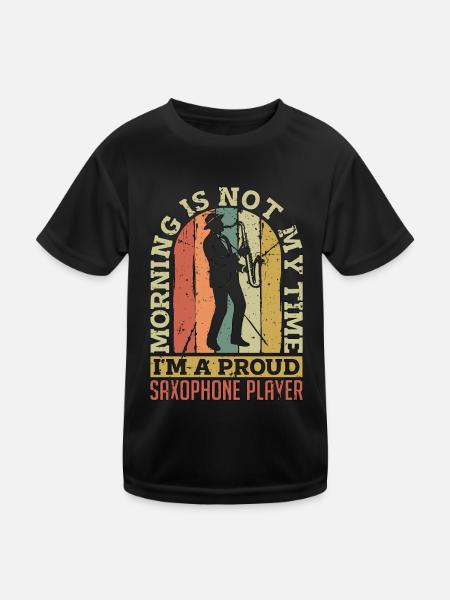 Saxophone Player Morning Is Not My Time Jazz Music - Kinder Funktions-T-Shirt - Schwarz