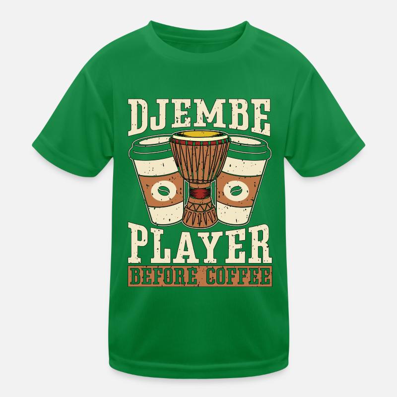 Djembe Player Before Coffee Drumming Coffee Lover Kinder Funktions-T-Shirt